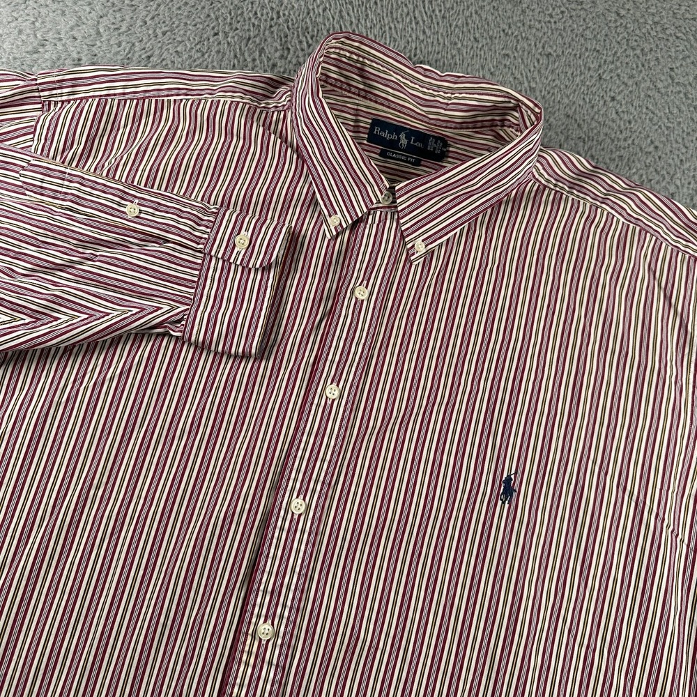 Ralph Lauren‎ Button Down Shirt Men's Multicolor Striped 4XB Cotton Classic Fit